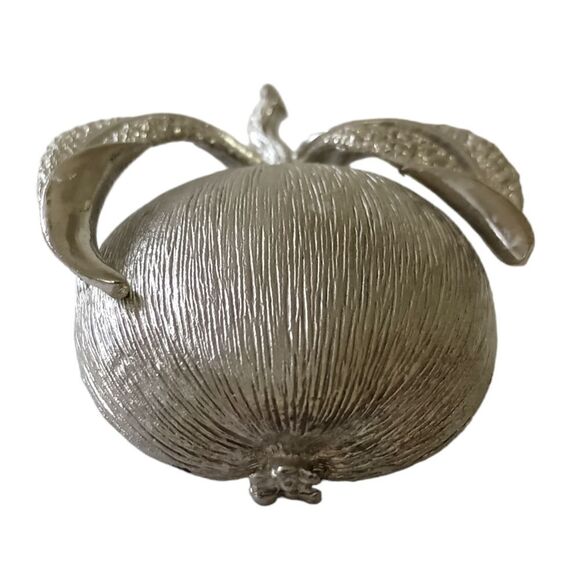 Sarah Coventry Apple Brooch Pendant Adams Delight Vintage 60s Silver Tone MCM.  - Picture 15 of 16